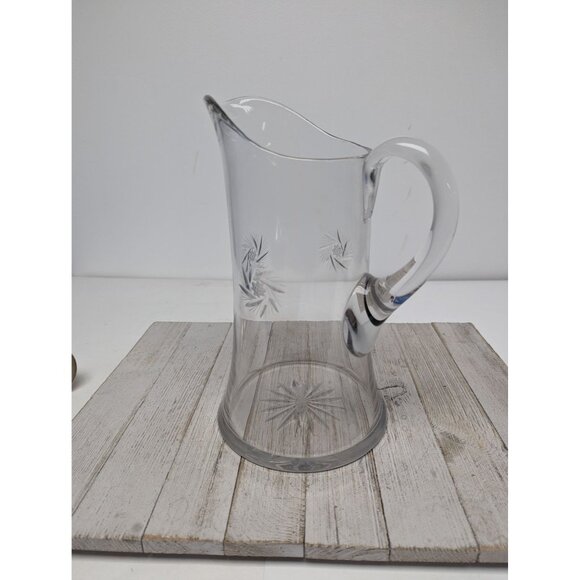 Vintage Starburst Star 44 ounces Glass Clear Crystal Pitcher 10" - Picture 5 of 8